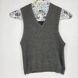 Vintage Banana Republic Vest Mens Medium Wool‎ Blend Gray Preppy Grandpa Core